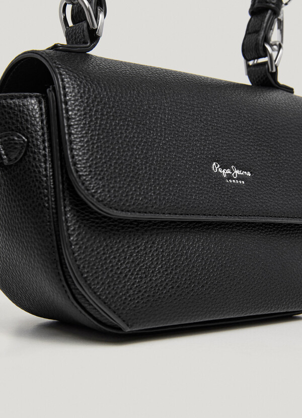 LEATHER EFFECT SHOULDER BAG WITH FLAP