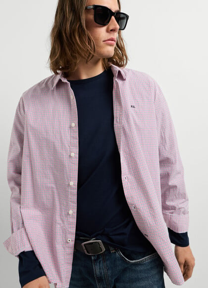 CASUAL FIT CHECKED POPLIN SHIRT