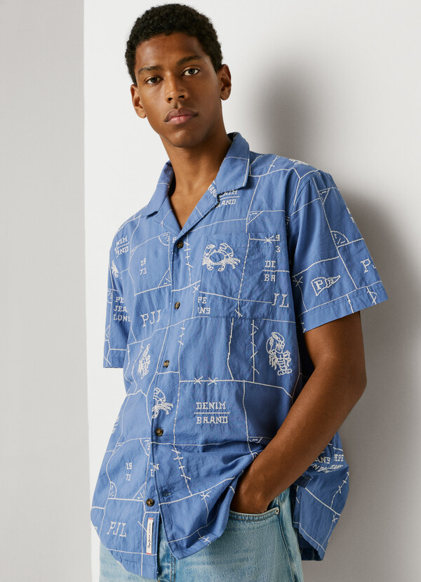 POPLIN SHIRT WITH CUBAN COLLAR