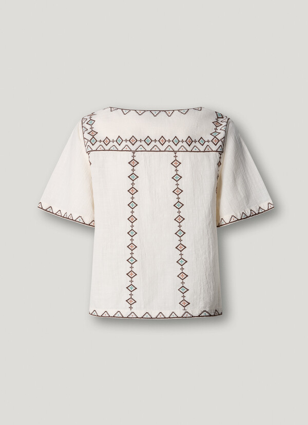 EMBROIDERED V-NECK BLOUSE