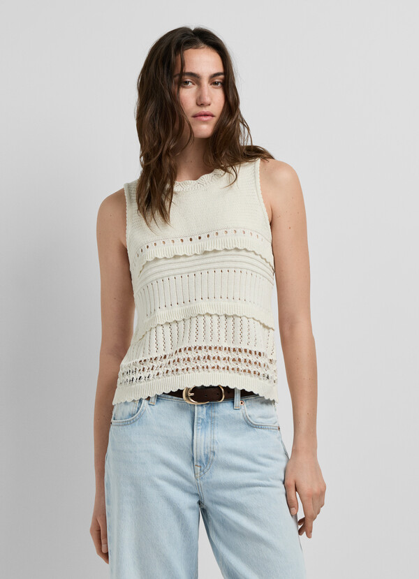 CROCHET TOP WITH OPENWORK DETAILS