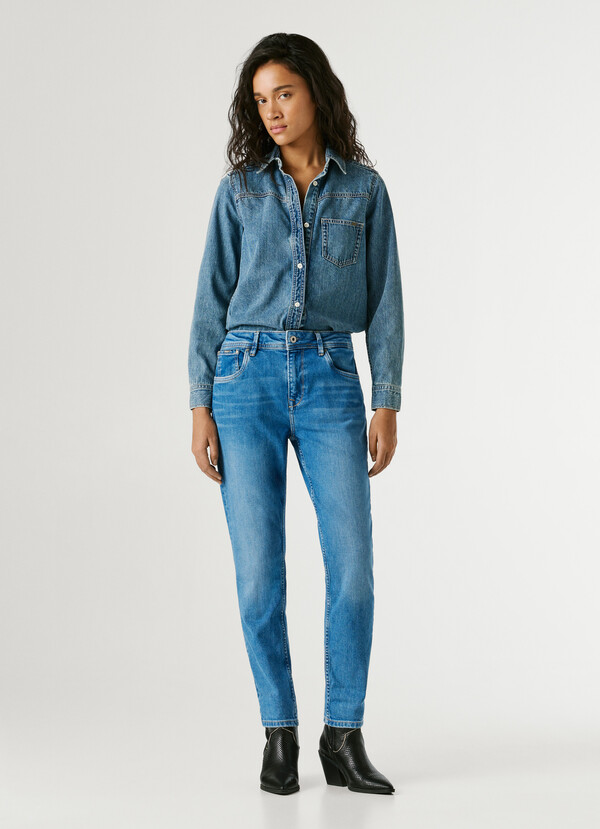 HIGH-RISE TAPER FIT JEANS - VIOLET