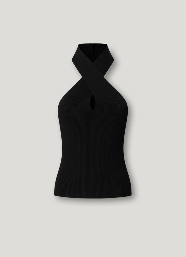 HALTER NECK RIBBED TOP