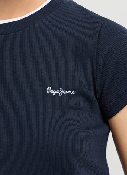 RIBBED EMBROIDERED LOGO T-SHIRT