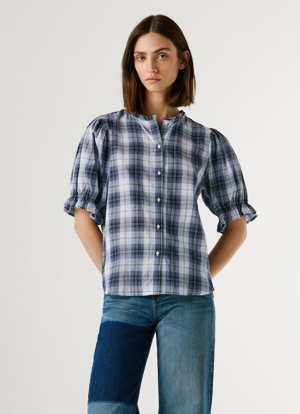CHECKED BLOUSE WITH RUFFLES