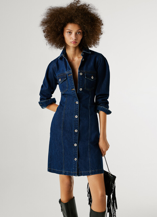 REGULAR FIT DENIM MINI DRESS