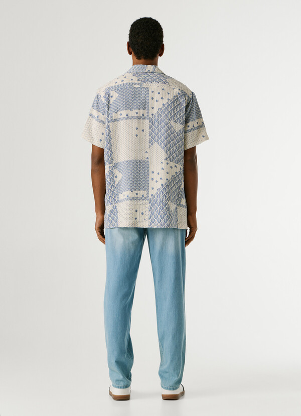 PATCHWORK SHIRT WITH CUBAN COLLAR