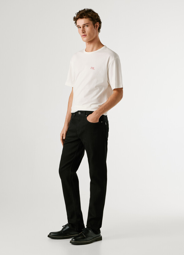 STRAIGHT FIT MID-RISE JEANS - CASH