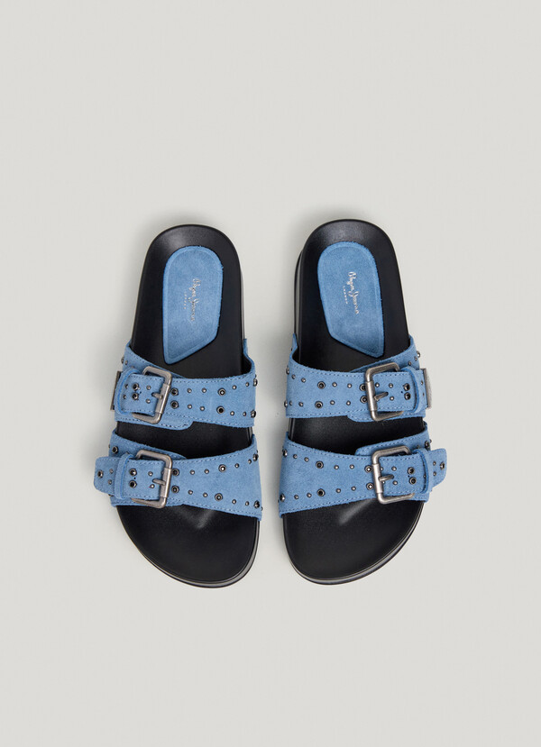 SANDALES PLATES EN DAIM