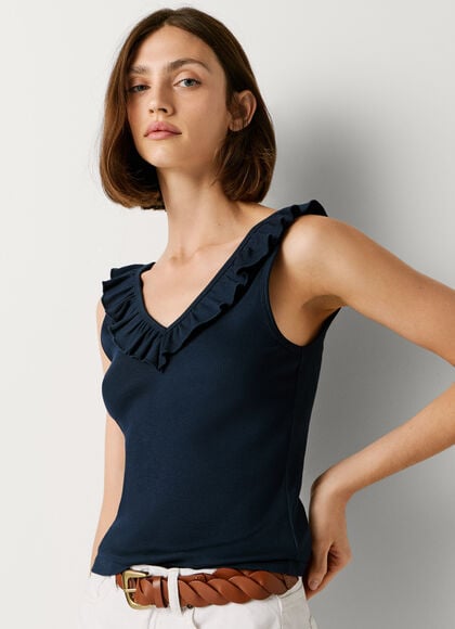 V-NECK RIBBED TOP