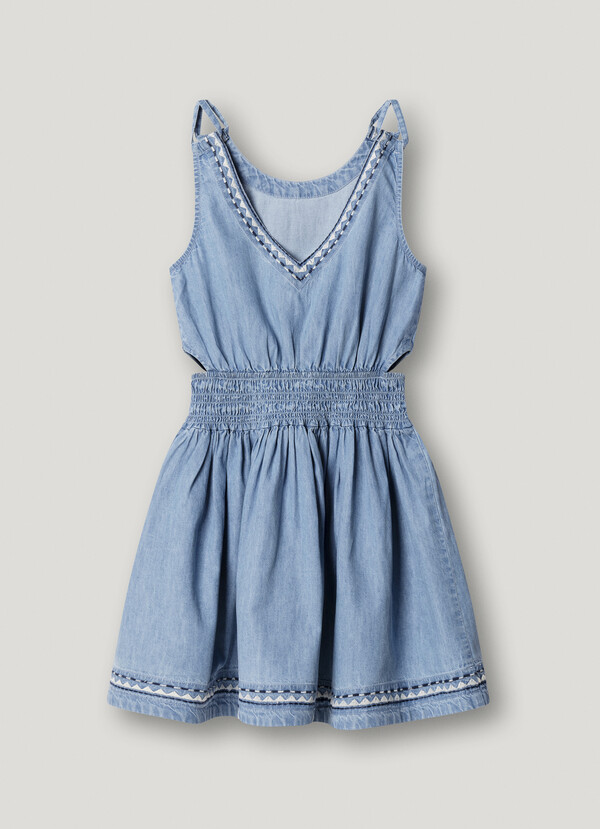 ROBE COURTE EN DENIM &Agrave; BRETELLES