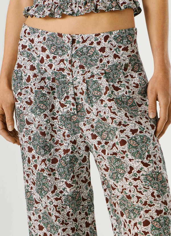 WIDE LEG FLORAL PRINT TROUSERS