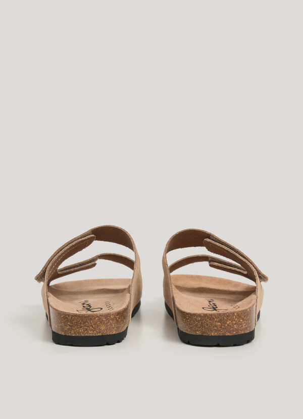 SUEDE SANDALS WITH DOUBLE VELCRO CLOSURE