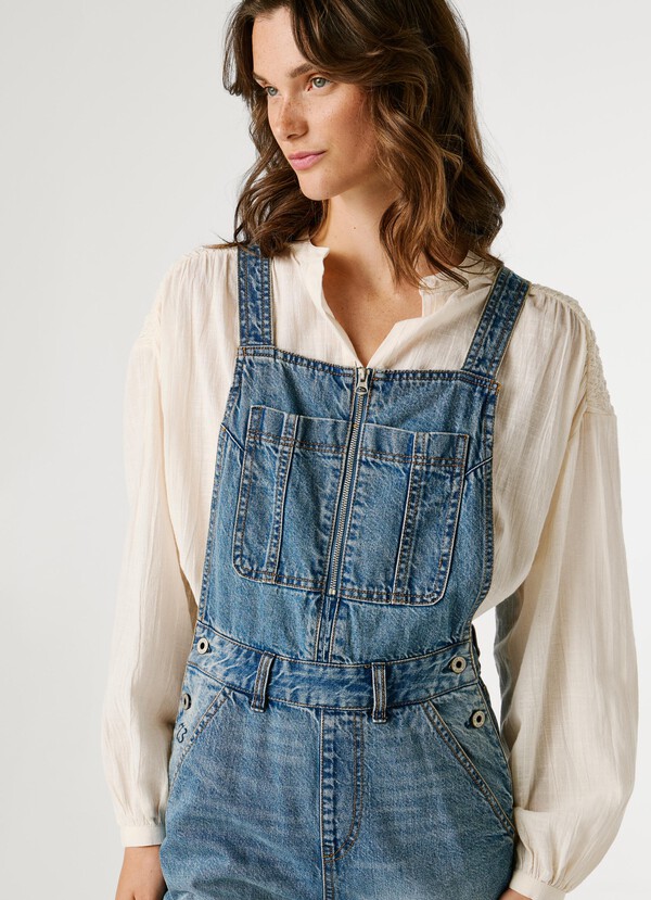 REGULAR FIT DENIM MAXI DUNGAREES