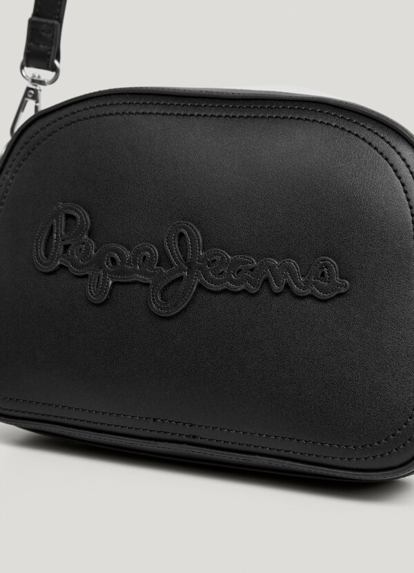 LEATHER EFFECT SHOULDER BAG WITH LOGO