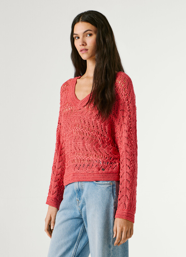 V-NECK OPENWORK JUMPER