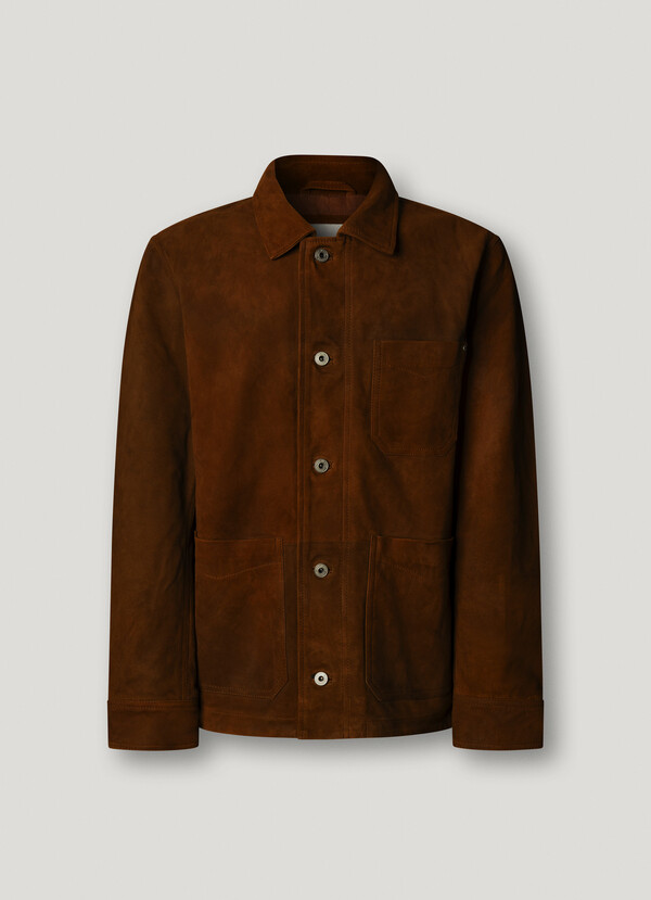 SUEDE JACKET WITH BUTTON-UP FASTENING