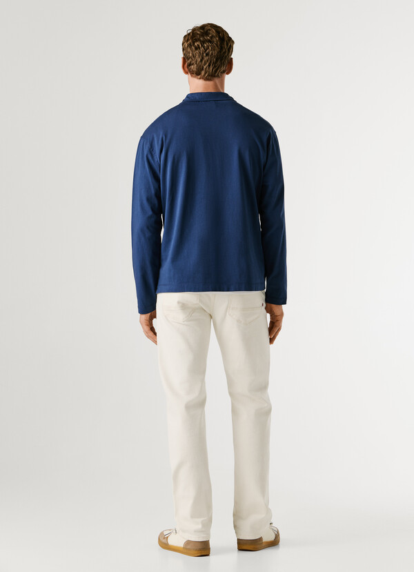 LONG SLEEVE POLO WITH EMBROIDERED LOGO