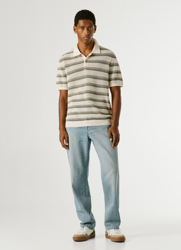STRIPED KNIT POLO