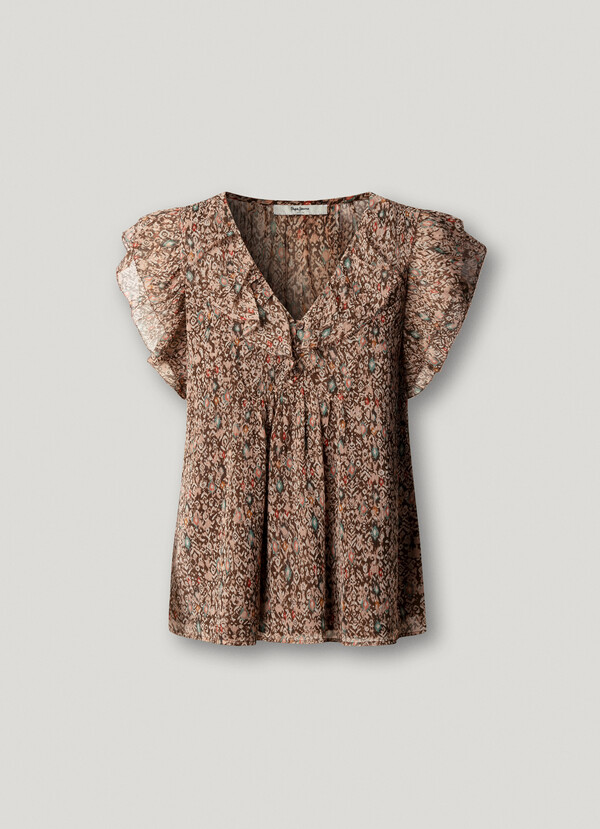 V-NECK RUFFLE BLOUSE