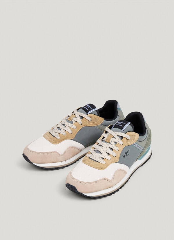 LONDON - LEATHER TRAINERS WITH SUEDE DETAILS 