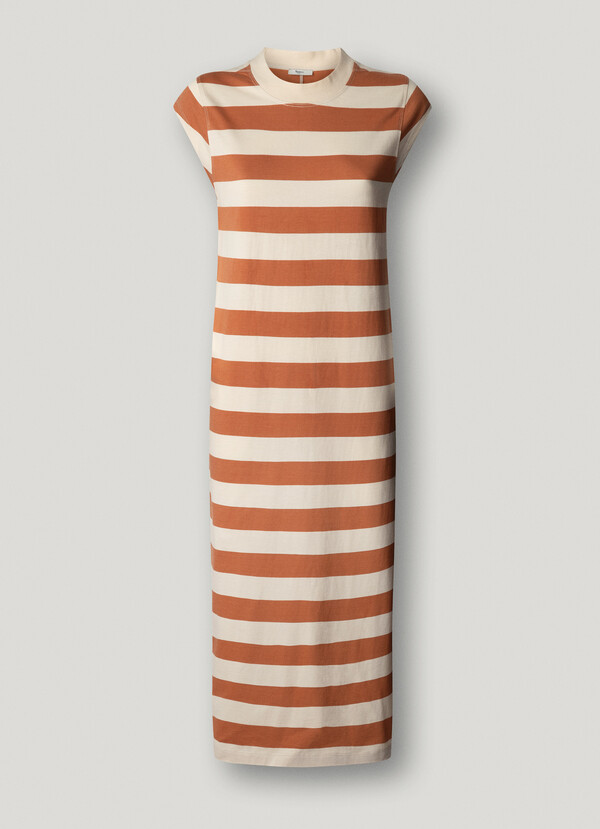 STRIPED MIDI DRESS