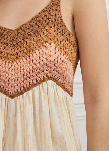 CROCHET DETAIL MIDI DRESS