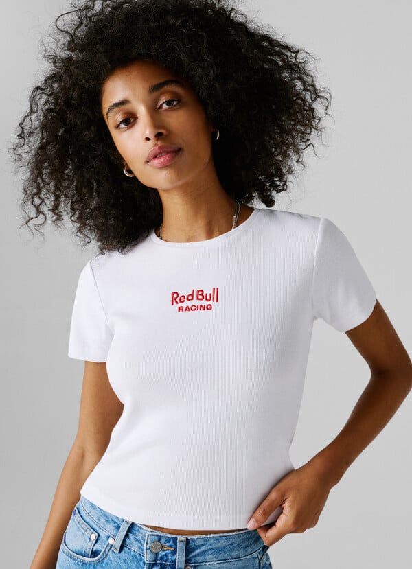 RIBBED LOGO EMBROIDERED T-SHIRT
