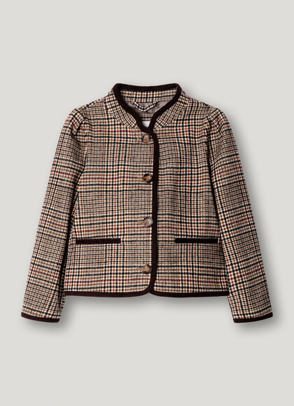 CHECKED MAO COLLAR JACKET