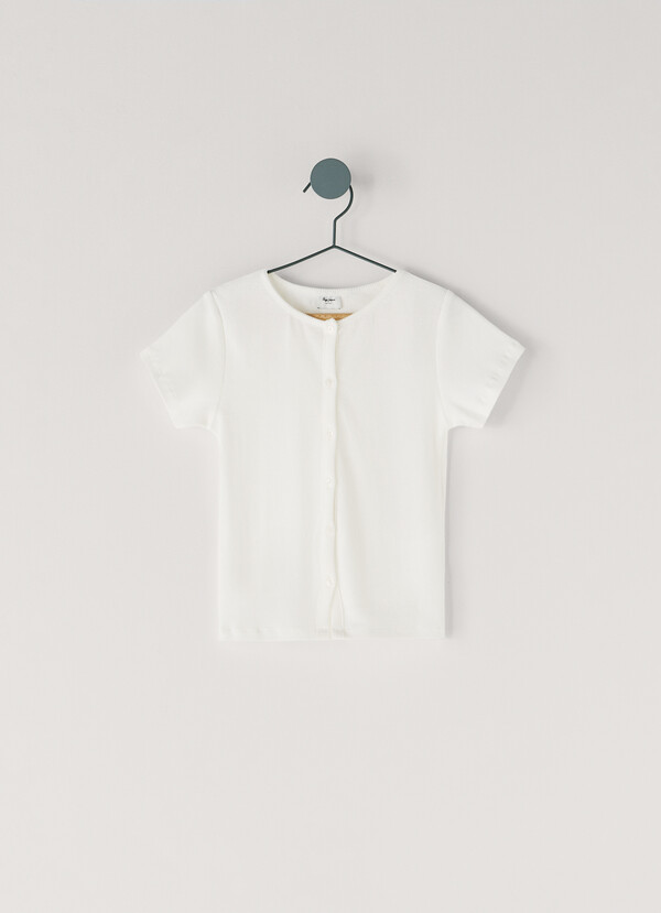 RIBBED BUTTON-UP T-SHIRT