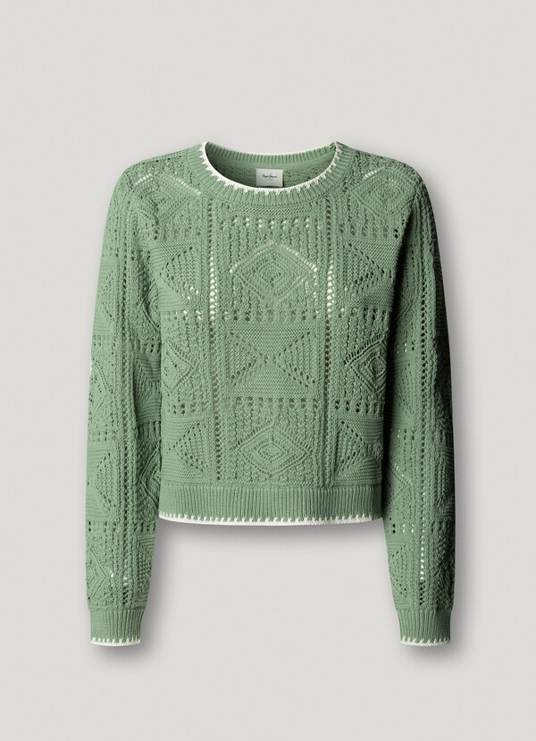 CREW NECK OPENWORK JUMPER