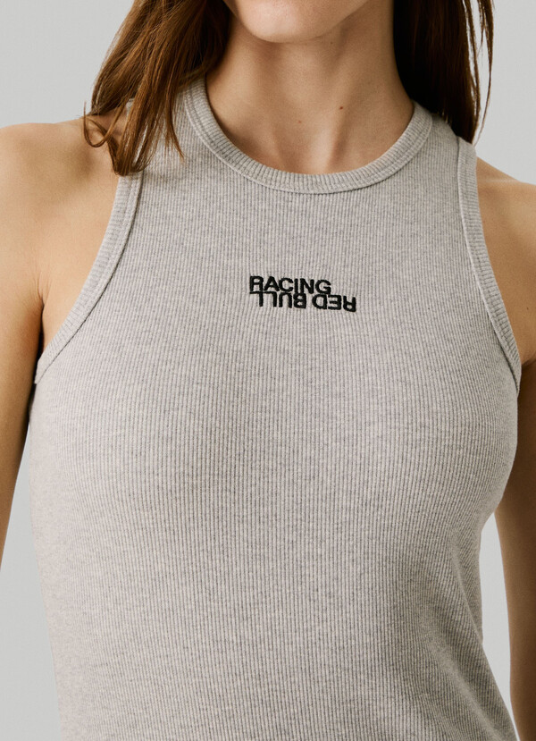 PRINTED LOGO RIBBED MAXI DRESS