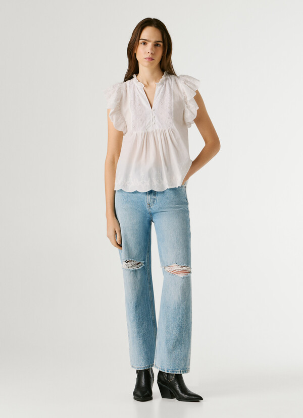 BUTTERFLY SLEEVE FLUID BLOUSE