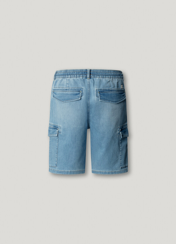 SLIM FIT DENIM CARGO SHORTS