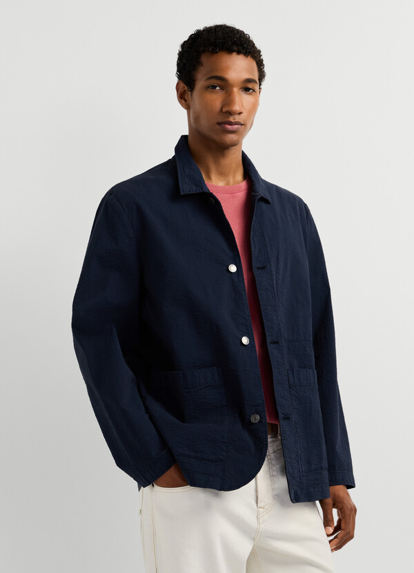 SEERSUCKER SHIRT COLLAR JACKET