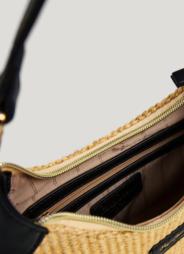 Crescent-Shaped Raffia Handbag