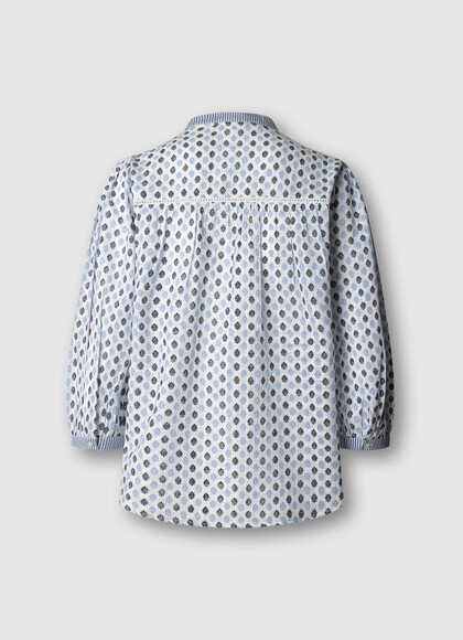FLORAL PRINT MAO COLLAR BLOUSE