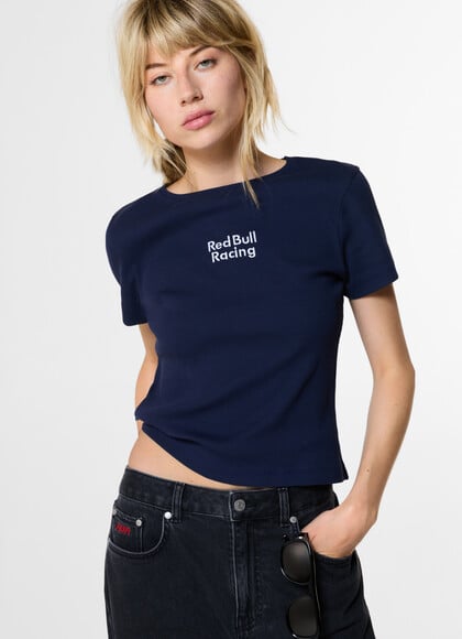 RIBBED EMBROIDERED LOGO T-SHIRT