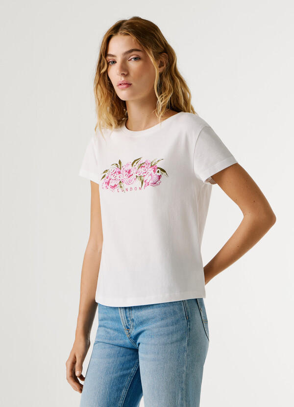 PRINTED FLORAL LOGO T-SHIRT