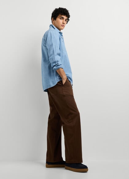 RELAXED FIT TWILL TROUSERS