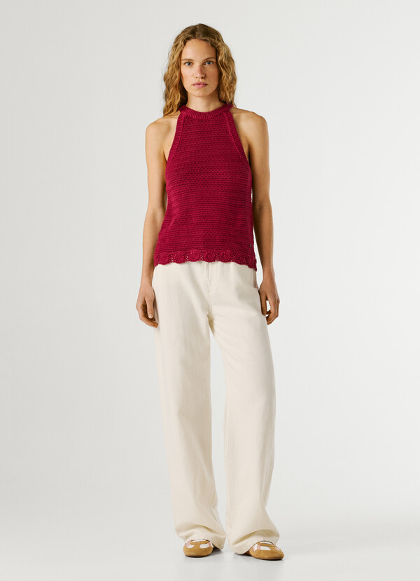 CROCHET HALTER NECK TOP