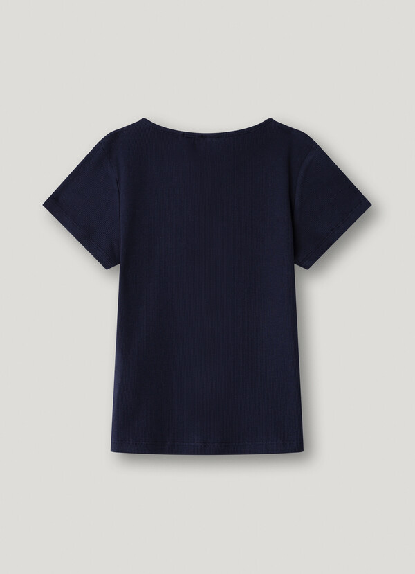 RIBBED BUTTON-UP T-SHIRT