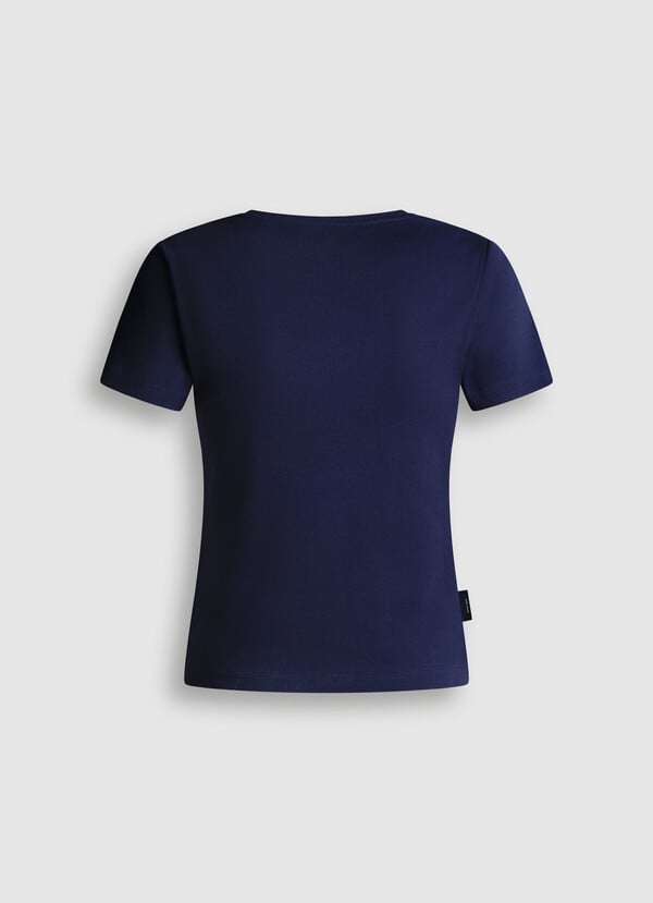 RIBBED LOGO EMBROIDERED T-SHIRT