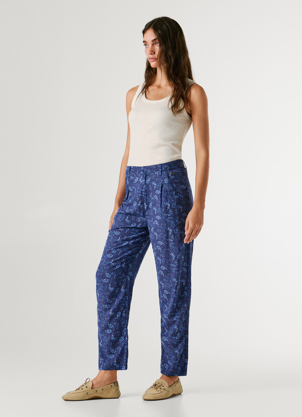 STRAIGHT PAISLEY PRINT TROUSERS