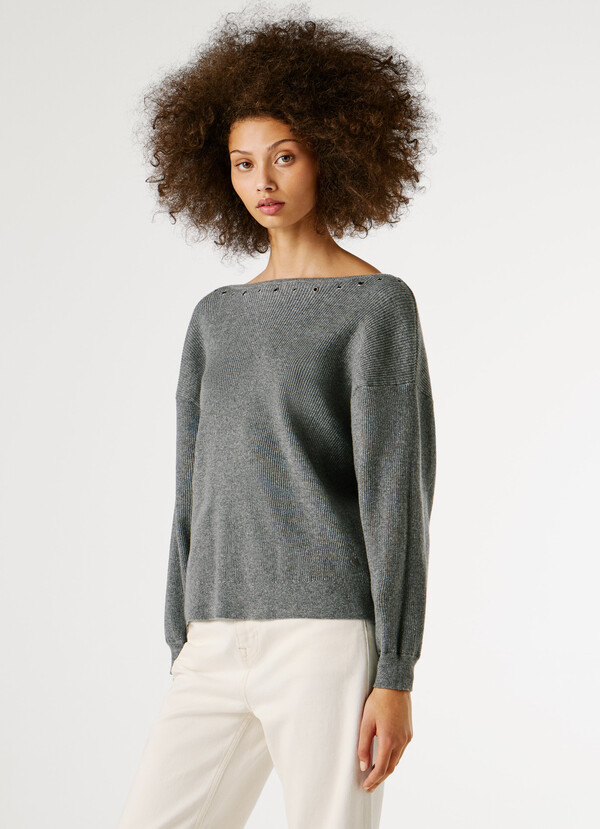 BOAT NECK RIBBED JUMPER