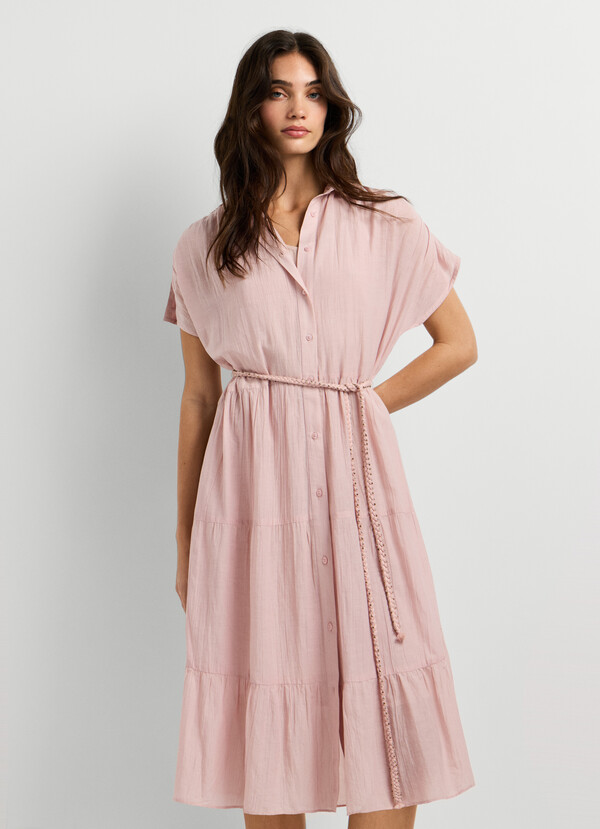 SHIRT COLLAR MIDI DRESS