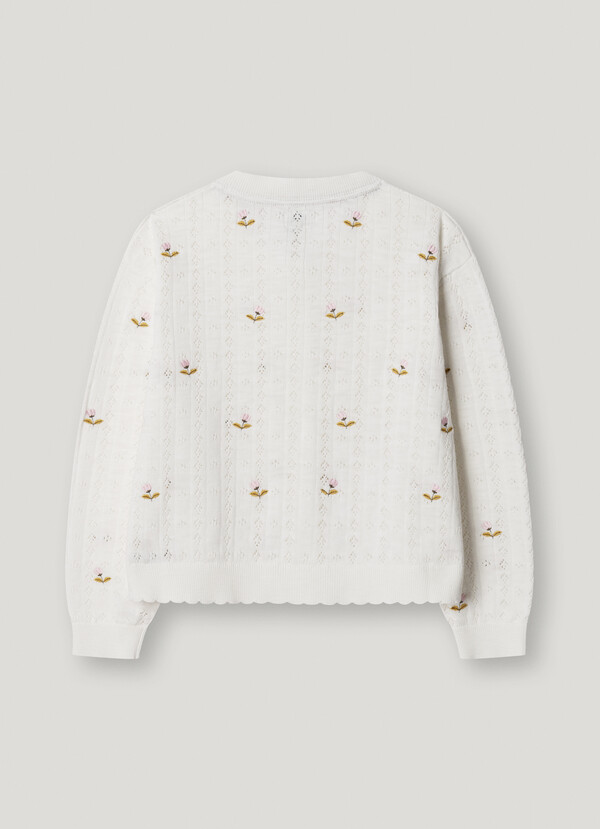 CARDIGAN POINTELLE COM FLORES BORDADAS