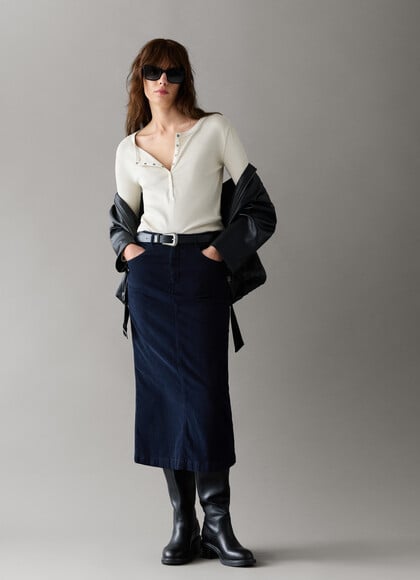 CORDUROY MIDI SKIRT