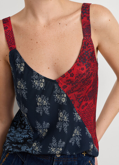 PATCHWORK PRINT STRAPPY TOP