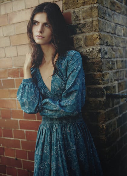 PAISLEY PRINT MIDI DRESS